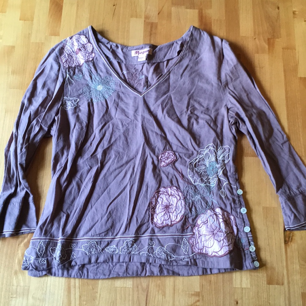 LAST CHANCE! Monsoon cotton embroidered v-neck top